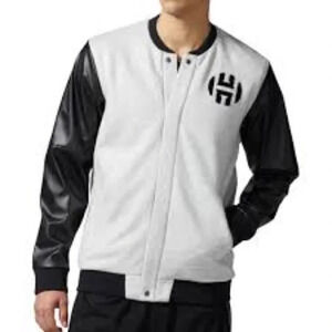 Adidas Originals Harden Varsity Basketball Jacket Light Grey Heather/Black L